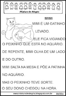 Pequenos textos para alfabetização 1º ano Pequenos textos para alfabetização 1º ano