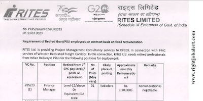 Finance Manager Job Opportunities in RITES