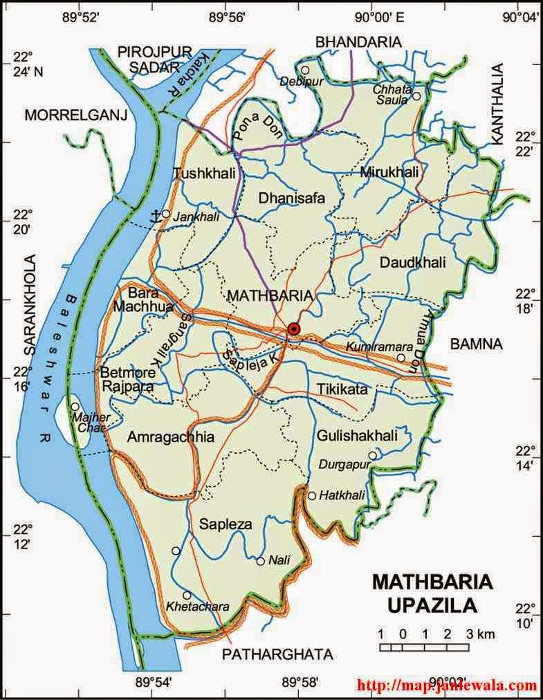 mathbaria upazila map of bangladesh