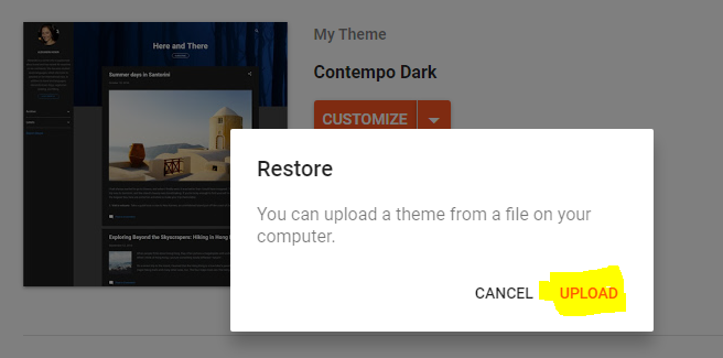 Uploading New Template After Creating Backup