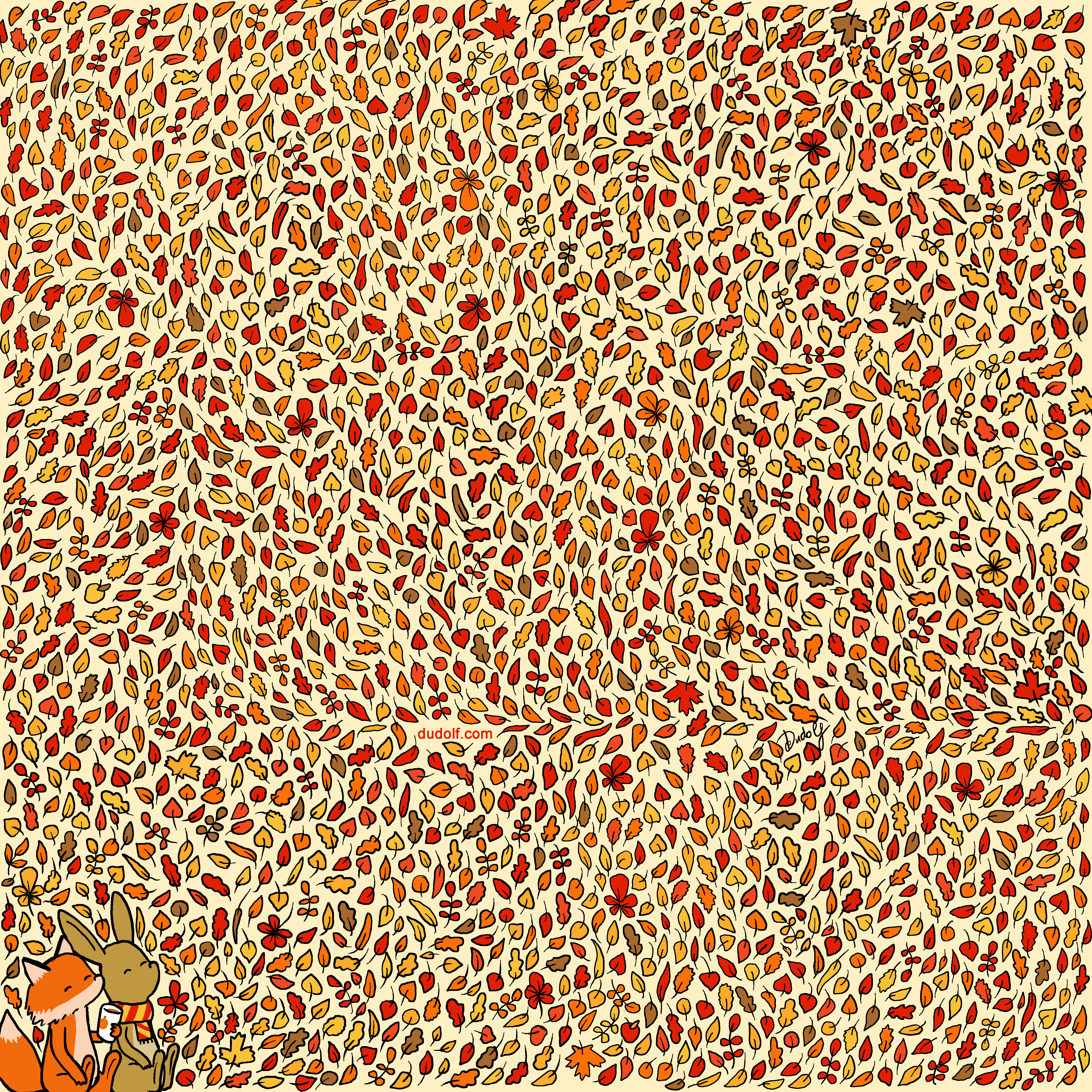 Can You find 4 APPLES among the autumn leaves?