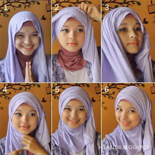 contoh cara memakai jilbab pashmina