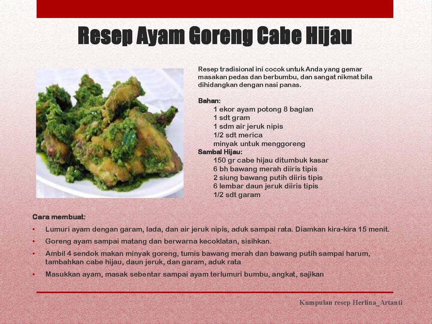 EL RASYAD World Resep  Ayam  Goreng Cabe  Hijau 