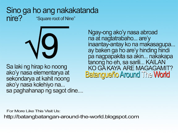 Batangueño around the world, batangenyo around the world, Batangas photo, Batangas, Batangueño ako, square root of nine