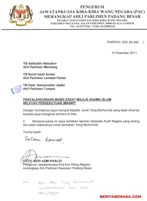 Malaysians Must Know the TRUTH: Surat KETUA AUDIT NEGARA 