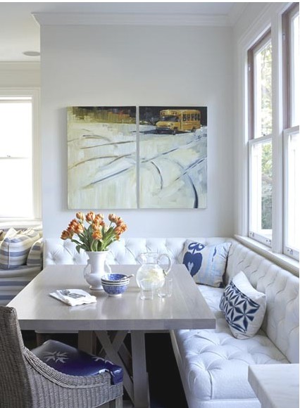 white breakfast nook