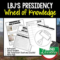 LBJ,  Progressive Era, American History Activity, American History Interactive Notebook, American History Wheel of Knowledge