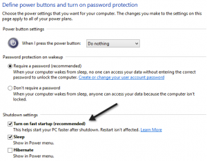 Enables Fast Startup Windows 8