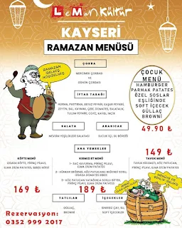 leman kültür kayseri ramazan iftar menü fiyatları 2022
