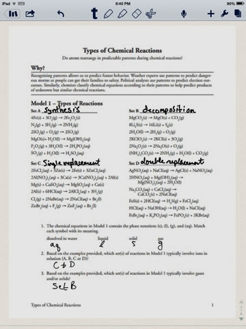 Worksheet Types Of Chemical Reactions Pogil Answers + My ...