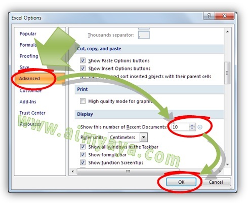 Microsoft Excel mempunyai kemampuan menyimpan daftar file Cara Mengatur dan Menonaktifkan Recent Dokumen Ms Excel