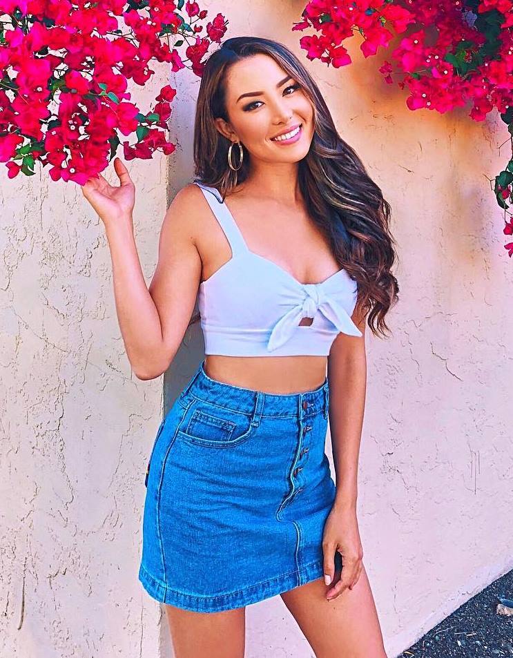 summer outfit_denim skirt and crop top