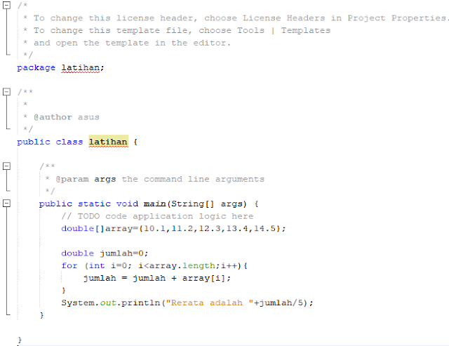 Program menghitung nilai rata rata menggunakan array satu dimensi java