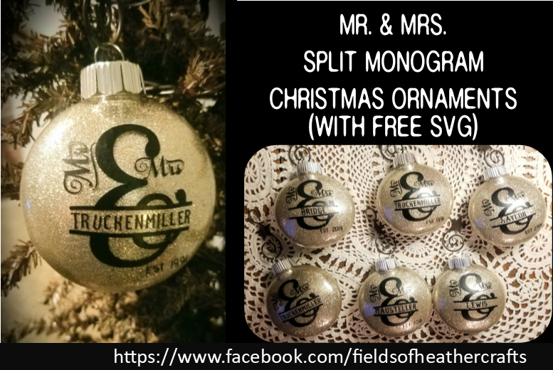 Download Mr Mrs Split Monogram Christmas Ornaments