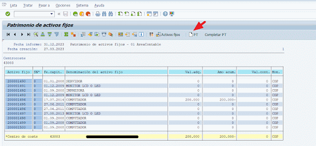 Crear pool de trabajo en Activos Fijos - AR01