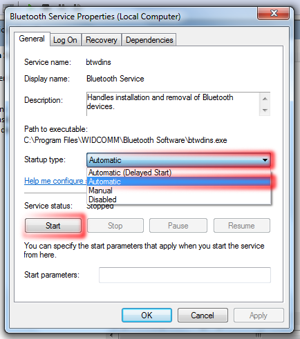 start service bluetooth