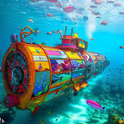 colorful submarine under the sea