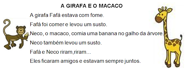 Leitura interpretação A girafa e o macaco png