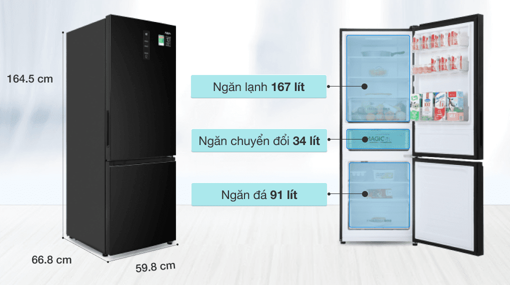 Tủ lạnh Aqua Inverter 292 lít AQR-B348MA(FB)