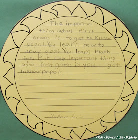 photo of: First Grade Writing Sample for End of Year Suggestions