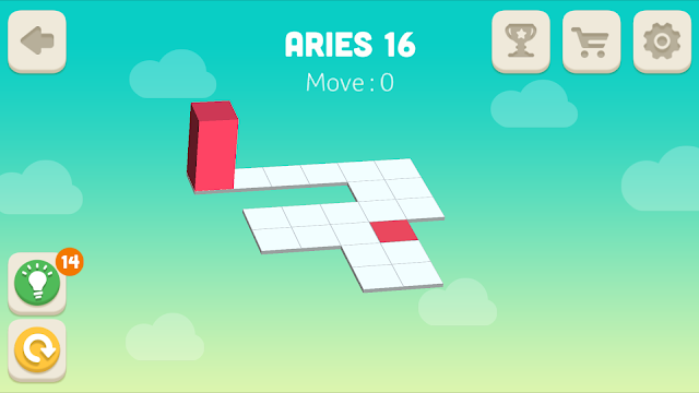 Bloxorz Aries Level 16 step by step 3 stars Walkthrough, Cheats, Solution for android, iphone, ipad and ipod