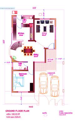 Modern house plan - 2320 Sq. Ft - Ground Floor