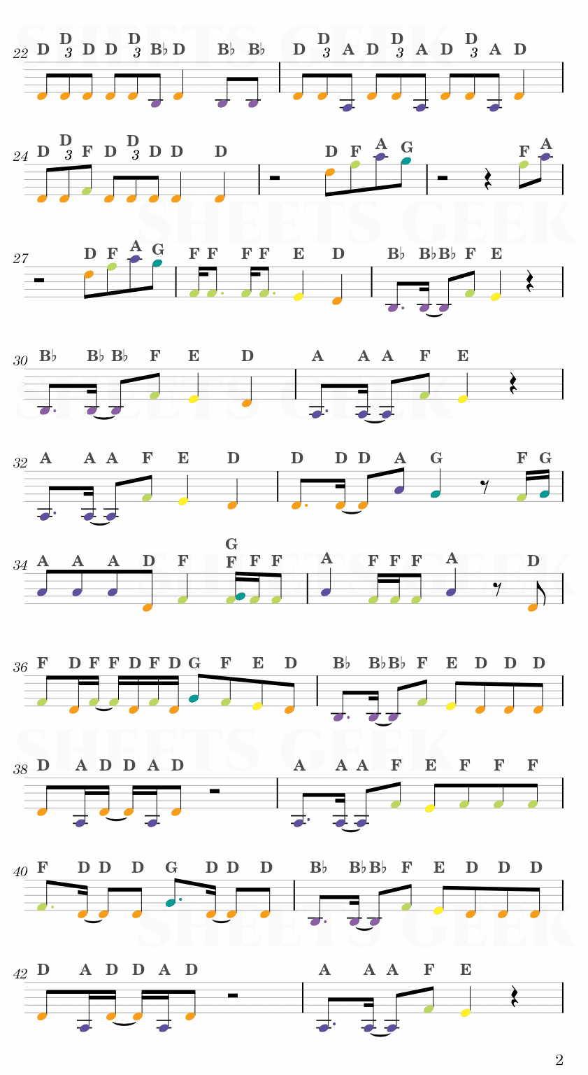 Fireworks (I'm The One) - ATEEZ Easy Sheet Music Free for piano, keyboard, flute, violin, sax, cello page 2