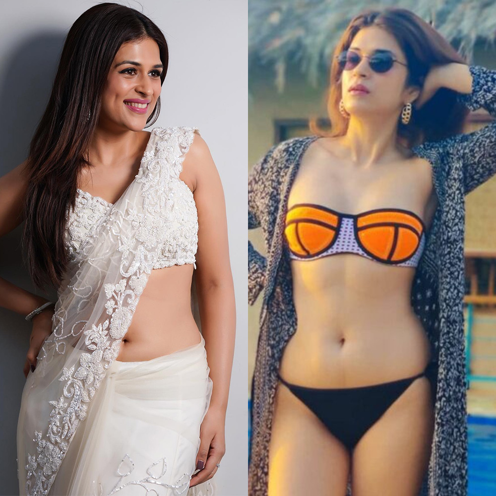 Shraddha Das saree vs bikini hot indian actress