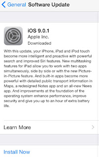 Apple iOS 9.0.1 software update