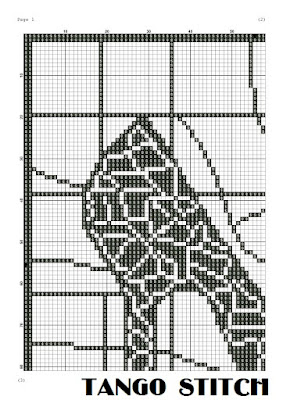 Black cracked high heels abstract fashion cross stitch pattern - Tango Stitch