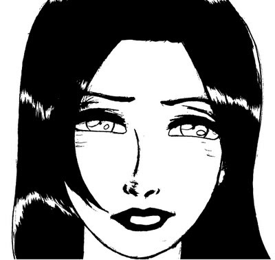 Lady Face, Black And White Drawing