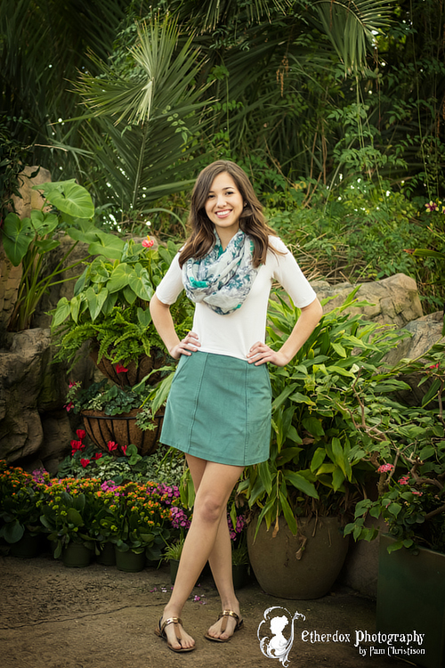 Professional portrait of a beautiful high school senior Botanic Gardens Albuquerque