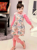 baju anak korea murah dress 3in 1 warna pink plus leging