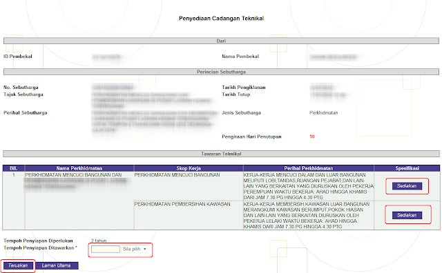 cara-cara isi eperolehan laman tawaran teknikal