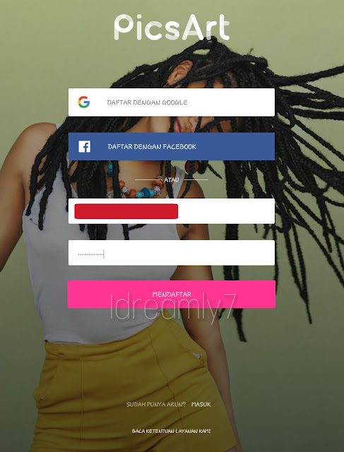 Cara membuat email aplikasi picsart, cara daftar akun picsart