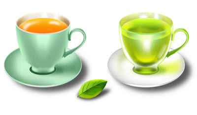 Glossy Mint Tea Cups And Saucers In PSD