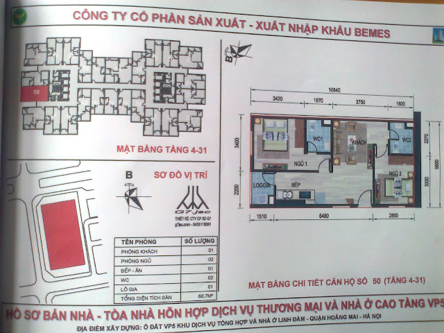  MẶT BẰNG CÁC CĂN HỘ VP5 LINH ĐÀM