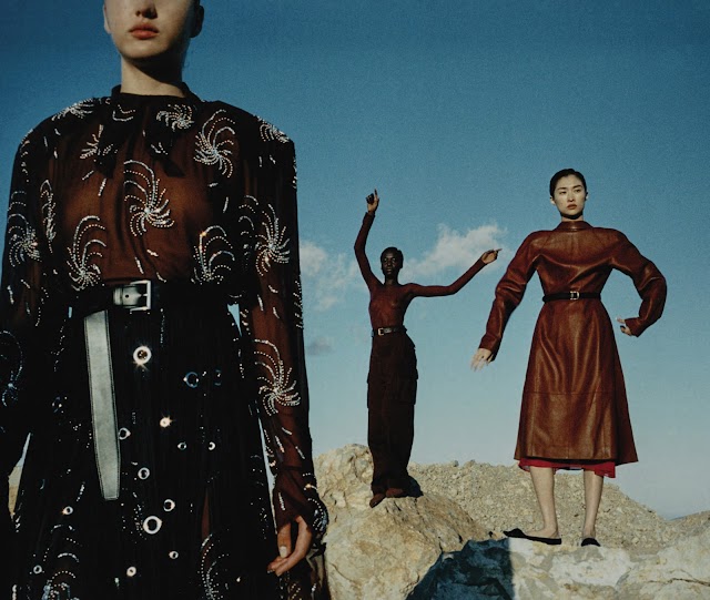 'New Horizons' in British Vogue & Vogue US February 2024 by Jack Davison, Models: Angelina Kendall, Awar Odhiang, Chu Wong, Jill Kortleve