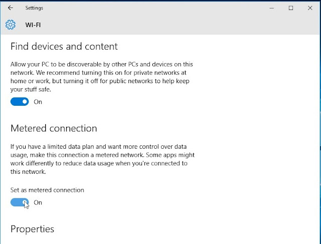 setting upp metered connection]