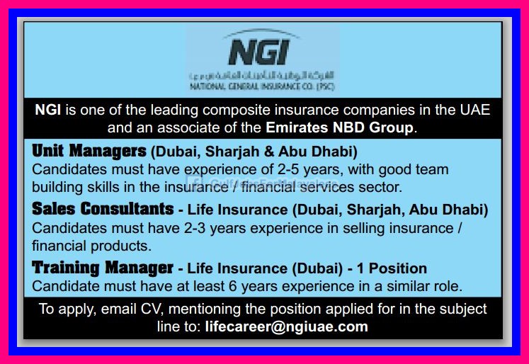 NGI Insurance Company UAE Vacancies