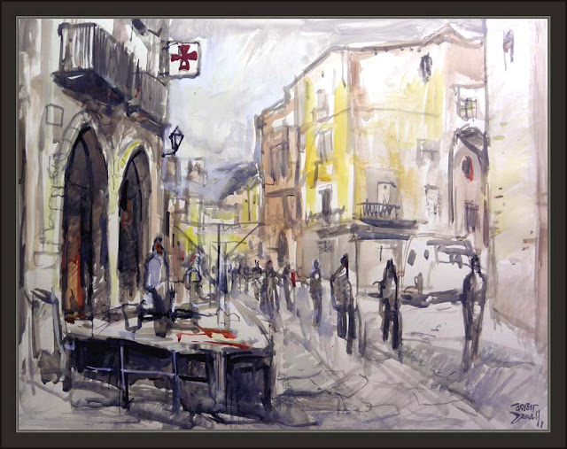 CARDONA-PINTURA-MERCADILLO-MERCADO-MERCAT-IGLESIA-CUADROS-VIAJES-PINTOR-ERNEST DESCALS-