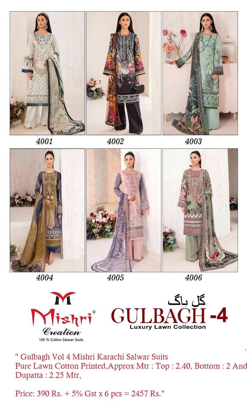Gulbagh Vol 4 Mishri Karachi Salwar Suits Manufacturer Wholesaler