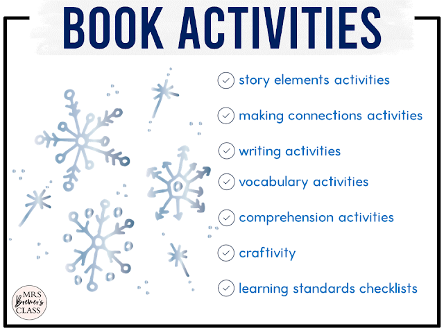 The Snowy Nap book activities unit with literacy printables, reading companion activities, comprehension worksheets, lesson ideas, and a craft for Kindergarten and First Grade