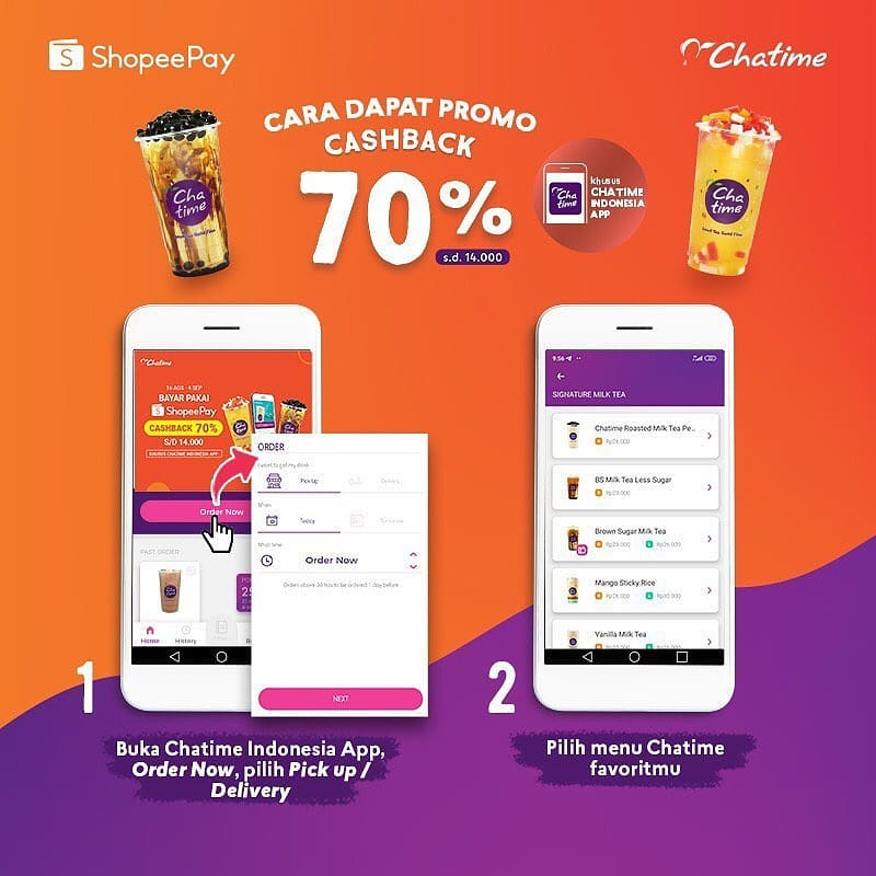 CHATIME Promo Cashback 70% – Khusus Transaksi pakai Shopeepay 2