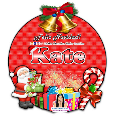 Nombre Kate - Cartelito por Navidad nombre navideño