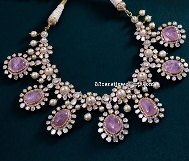 Large Polki South Pearl Set by Krishna 