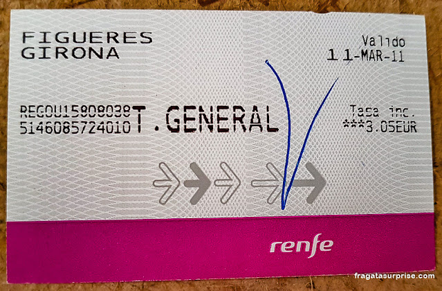 Passagem de trem para Girona, Espanha