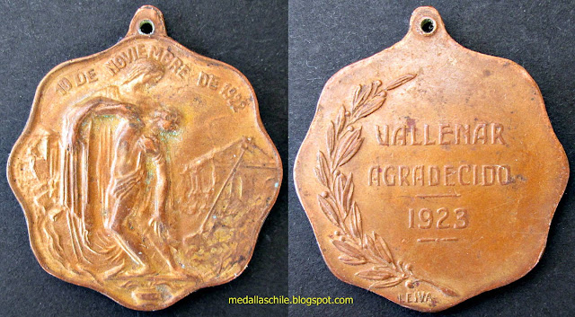 Medalla Terremoto Vallenar 1922 Atacama