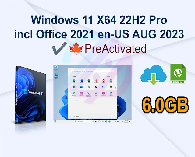 Windows 11 X64 22H2 Pro incl Office 2021 en-US AUG 2023 ✔️🍁