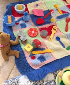 Toy picnic set up by a child